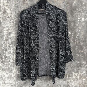 Coral Bay Womens Plus Size 3X Semi Sheer Abstract Open Front Cardigan Sweater